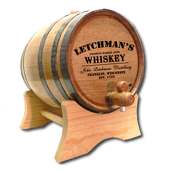 Engraved American Oak Whiskey Distillery Barrel