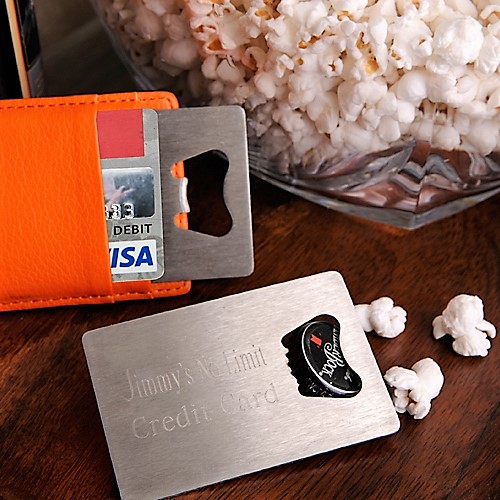 Engraved Credit Card Sized Stainless Steel Bottle Opener