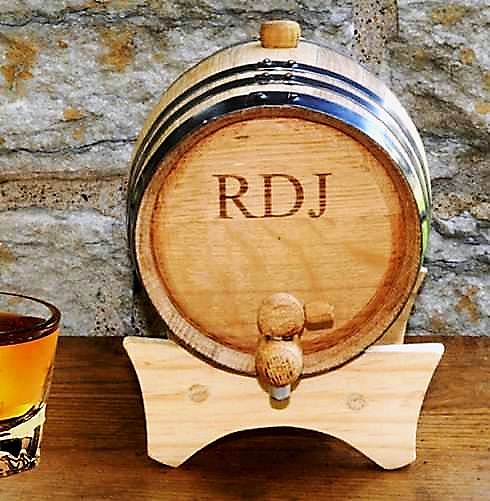 Wood Engraved Mini Oak Whiskey Barrel