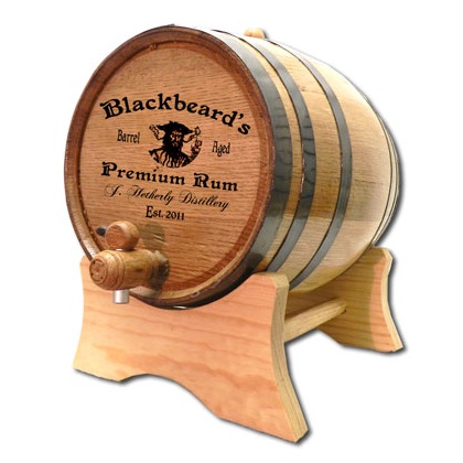 Engraved Pirate Aged Rum Mini Oak Barrel