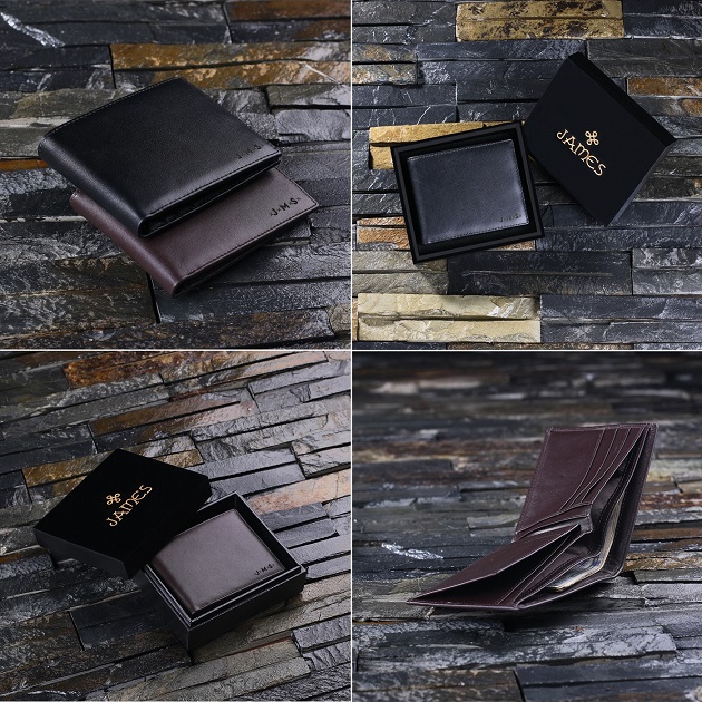 Monogrammed Men's Bifold Leather Wallet TP-024990BLK