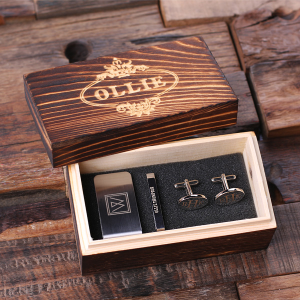 Engraved Gentlemens Gift Set With Clips and Cuffs TP-025276