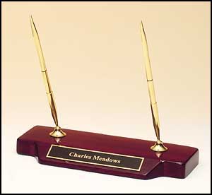 Engraved Double Pen Set With Name Plate On Rosewood 503