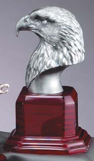 Silver Eagle Head Sculpture On Rosewood Base AE215