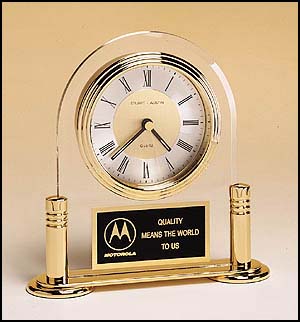Arched Acrlyc Clock With Gold Accents BC18