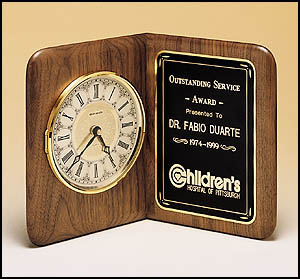 Walnut Book Clock and Plaque Combo BC8
