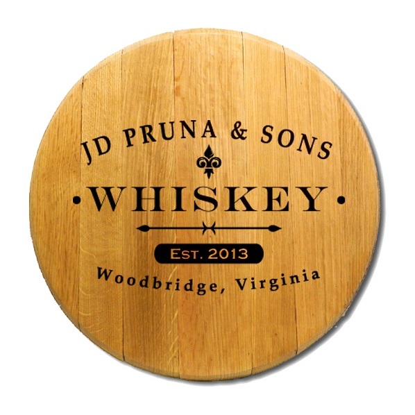 Personalized Oak Whiskey Barrel Head Sign BH424