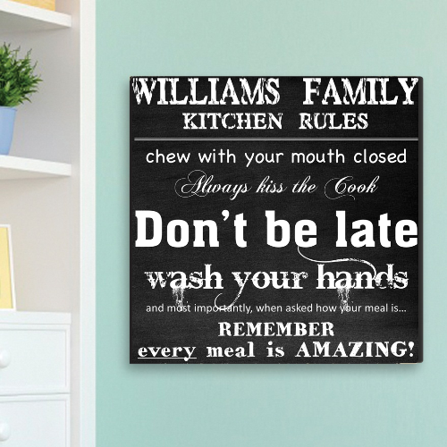 Personalized Kitchen Rules Chalky Canvas CA0004