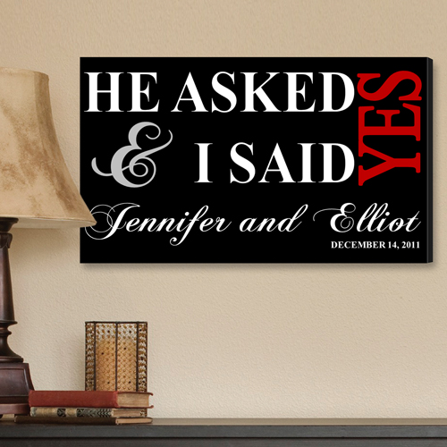 Personalized Black I Said Yes Canvas Print CA0006