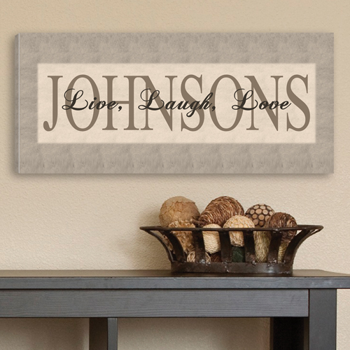 Personalized Toned Grey Live Laugh Love Canvas CA0010