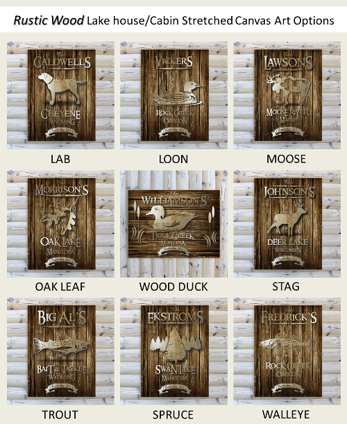 Personalized Rustic Wood Grain Cabin Canvas Print CA0018