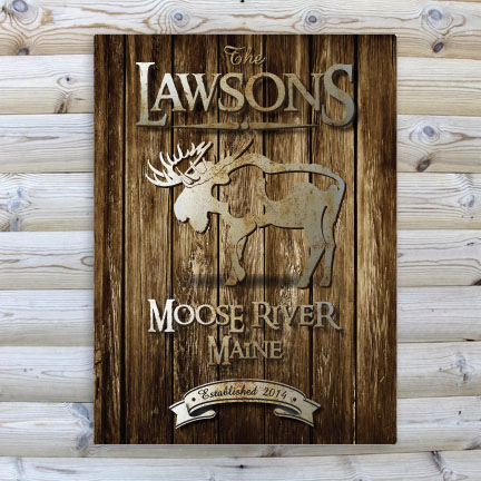 Personalized Rustic Wood Grain Cabin Canvas Print
