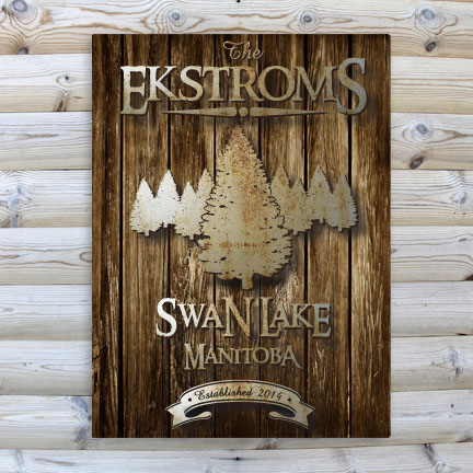 Personalized Rustic Wood Grain Cabin Canvas Print
