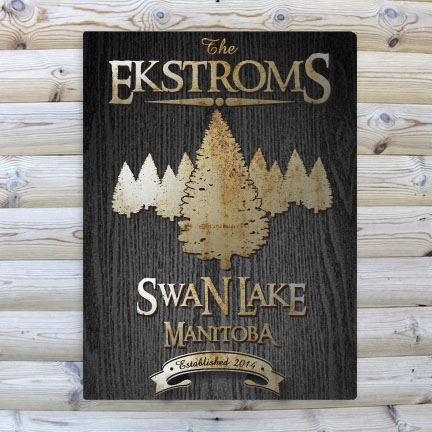 Personalized Black Wood Grain Cabin Canvas Print