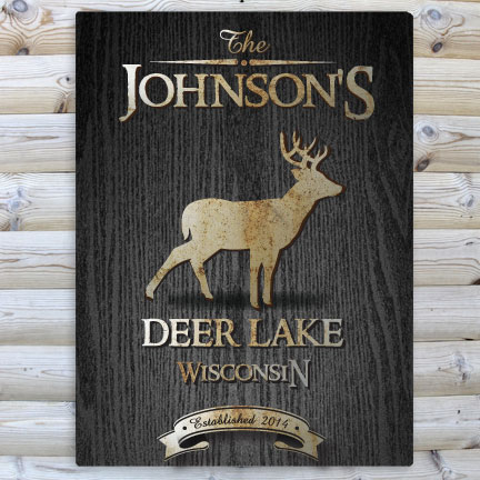 Personalized Black Wood Grain Cabin Canvas Print