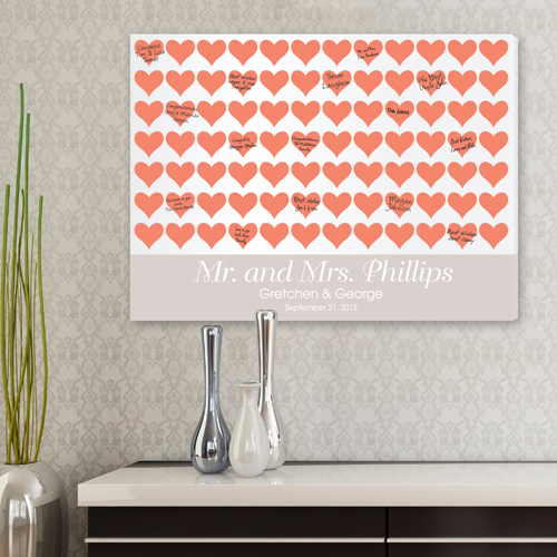 Personalized Wedding Signatures Canvas For The Love Of Hearts CA0042