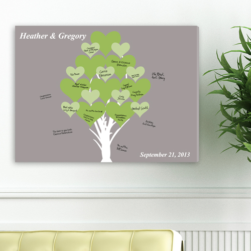 Personalized Wedding Signatures Canvas Blooming Hearts Tree CA0050