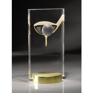 3-d Gold and Crystal Golf Trophy CRY142