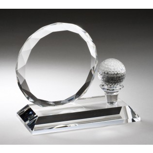 Crystal Golf Award With Round Engraving Plate CRY161