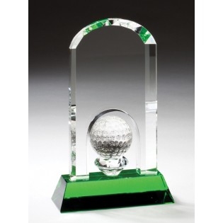 Crystal Golf Ball Award With Green Base CRY357M