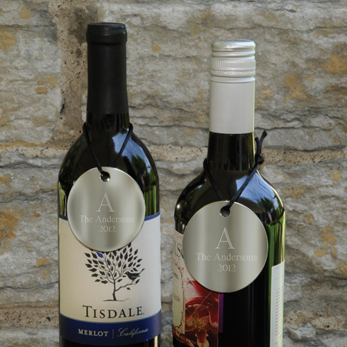 Engraved Monogram Wine Bottle Medallions Set Of 2 GC1020