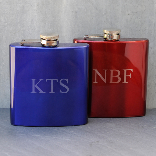 Engraved Metallic Finish Stainless Steel 6oz Flask GC1025