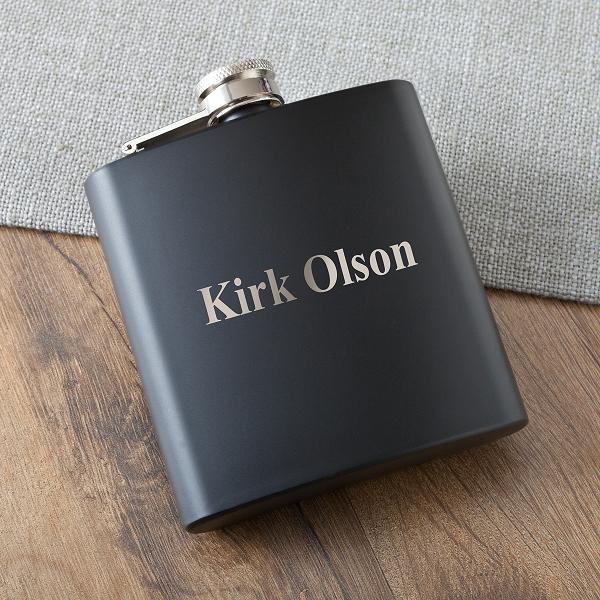 Personalized Black Matte 6oz Stainless Steel Flask GC1026