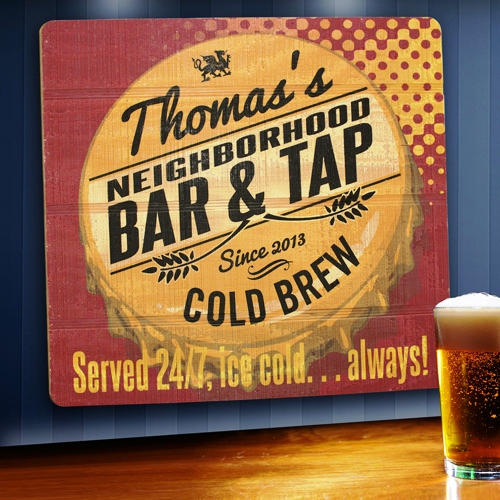 Personalized Always Open Wood Home Bar and Tavern Sign GC1067served-24-hours