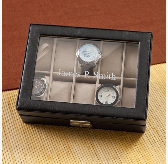 Personalized Stitched Leather Watch Case