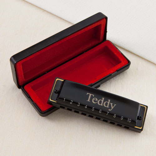 Engraved Black Hohner Harmonica GC1084