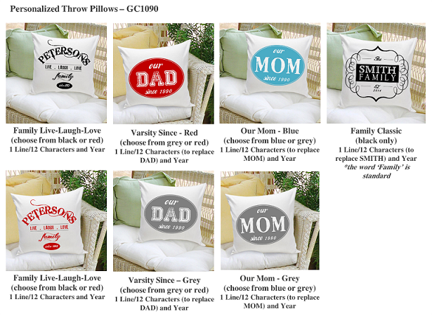 Personalized Family Name With Year Throw Pillows GC1090