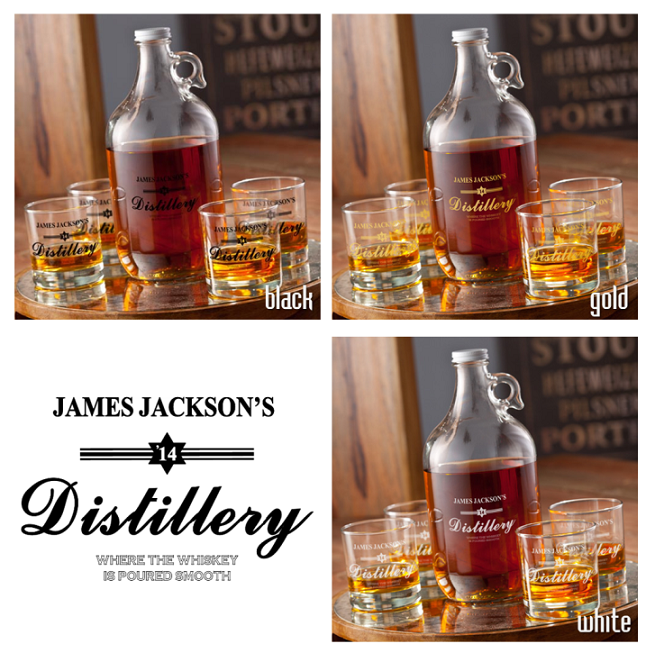 Personalized Distillery 64oz Growler Whiskey Glasses Set GC1098