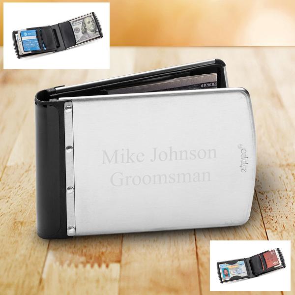 Personalized Brushed Silver Zippo Wallet GC1113