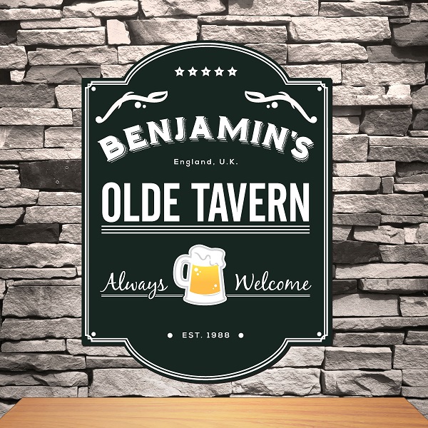 Custom Modern Wood Tavern Bar Sign