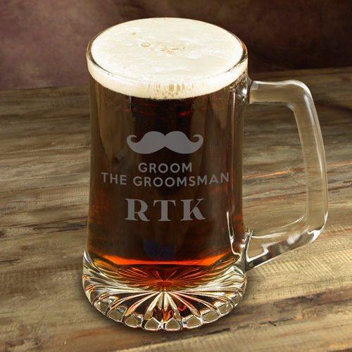 Engraved 25oz Mustache Mug For Groomsmen