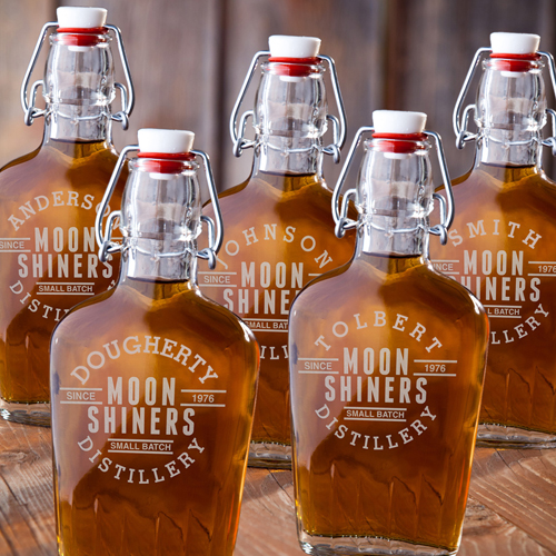 Vintage Set Of 5 Glass Flasks For Groomsmen GC1227x5