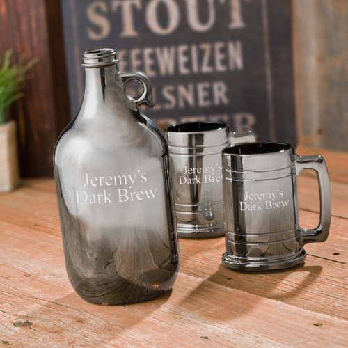 Personalized Gunmetal 64oz Beer Growler Set GC1252