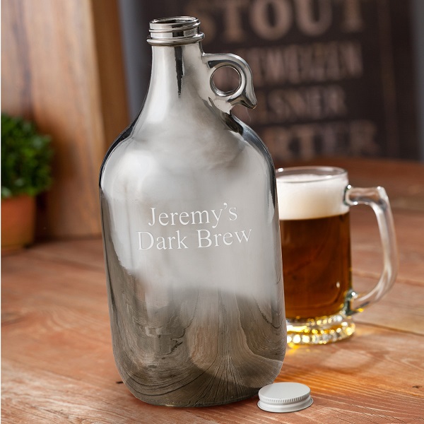 Personalized Gunmetal 64oz Beer Growler Set