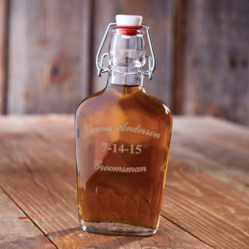 Custom Groomsman Vintage Glass Flask GC1255