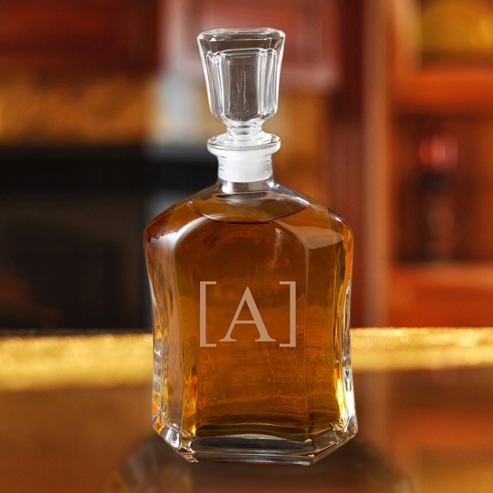 Monogrammed Whiskey Glass Decanter