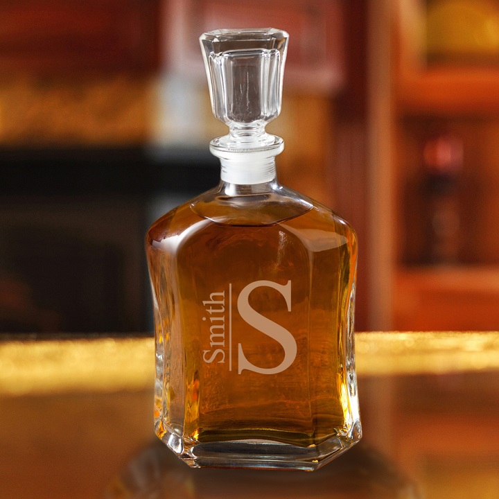 Monogrammed Whiskey Glass Decanter