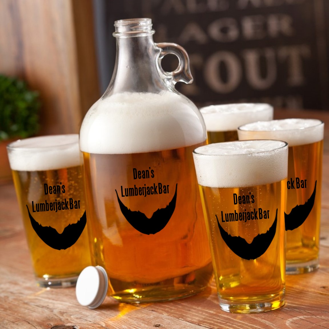 Personalized 64oz Movember Beard Growler Set