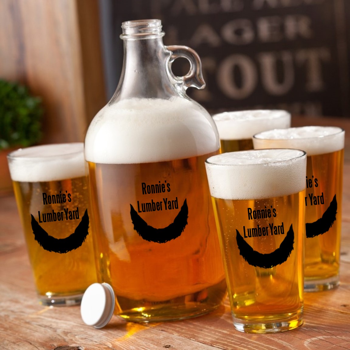 Personalized 64oz Movember Beard Growler Set