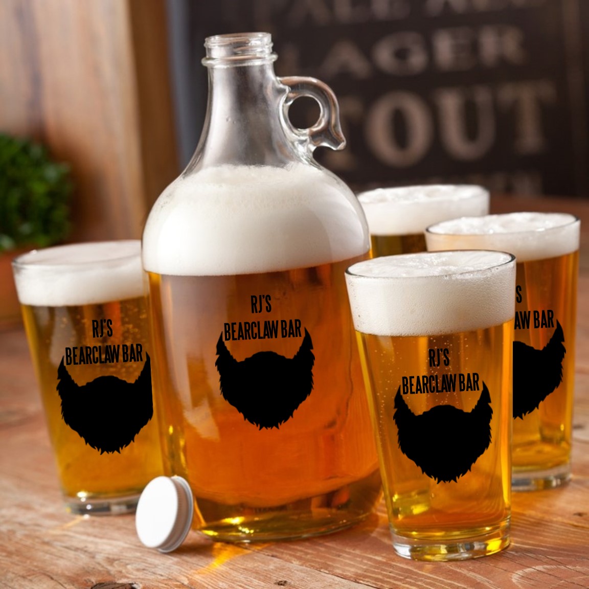 Personalized 64oz Movember Beard Growler Set