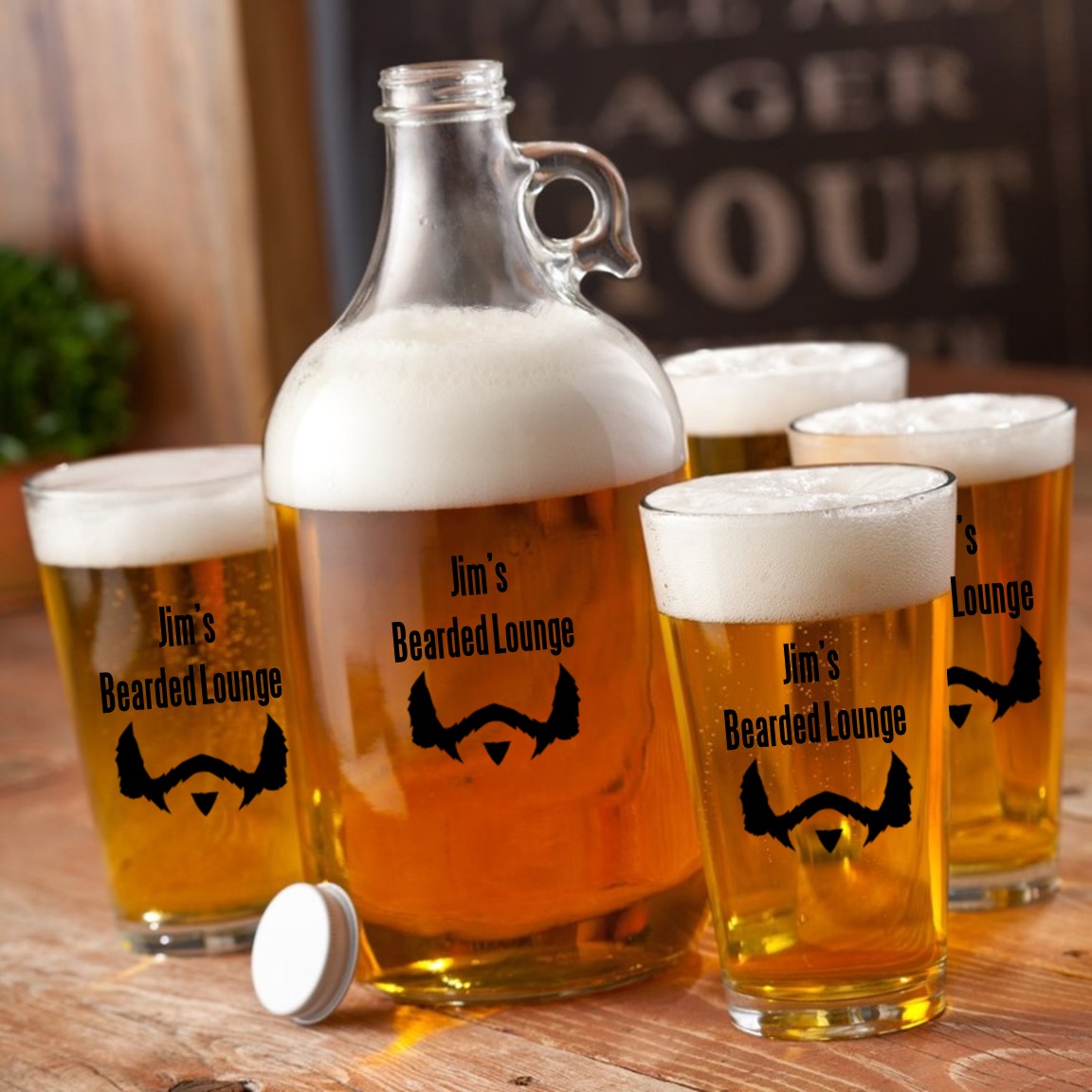 Personalized 64oz Movember Beard Growler Set