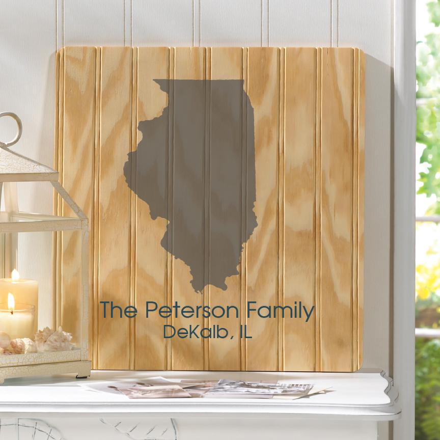 Personalized Home State Beaded Wood Sign