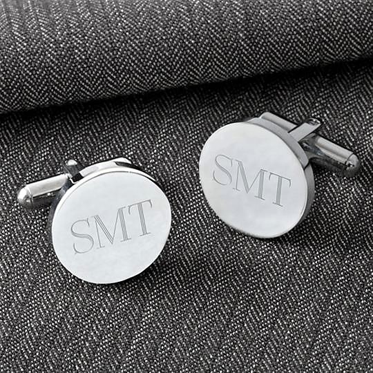 Engraved Formal Round Silver Cufflinks GC1301