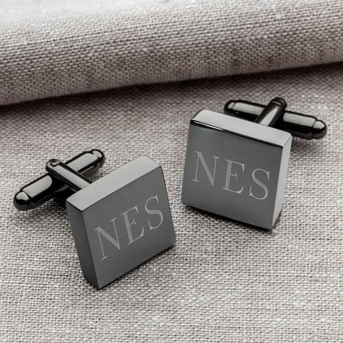 Engraved Gunmetal Square Cufflinks GC1332