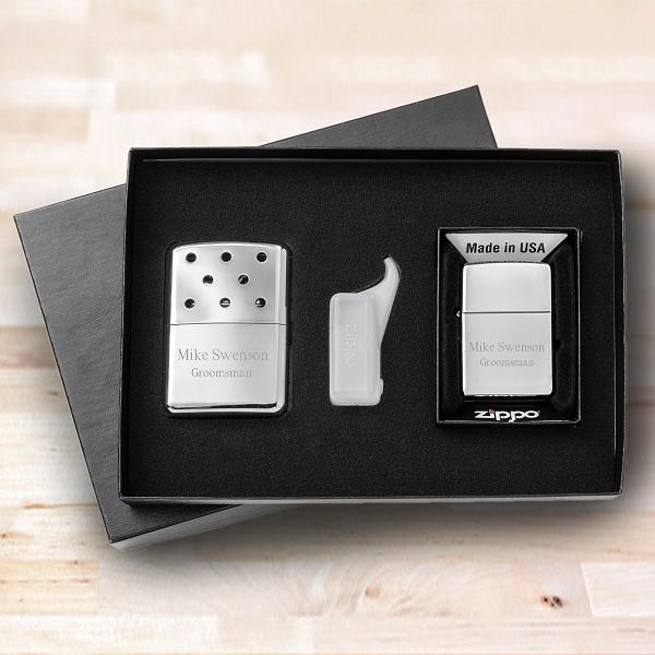 Engraved Zippo Lighter and Hand Warmer Set