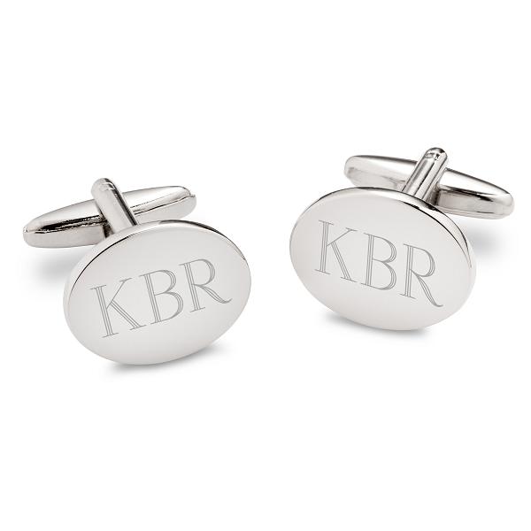 Engraved Modern Oval Regal Monogram Cufflinks GC1369